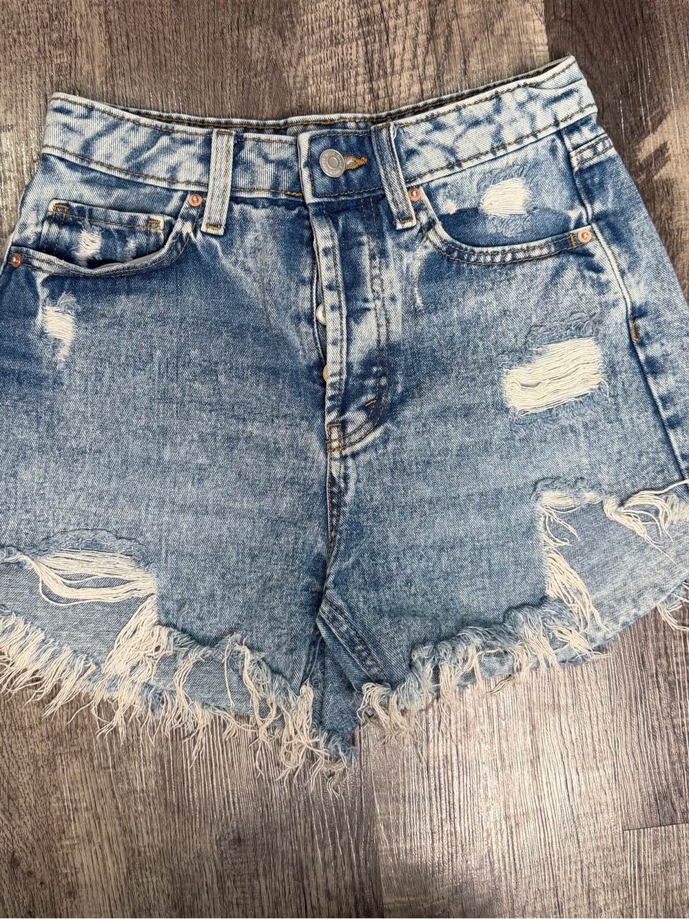 High-Rise Distressed Denim Shorts Size 2